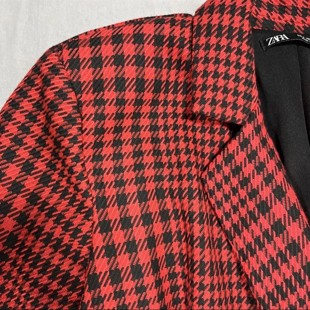 Zara Womens‎ Textured Weave Houndstooth Jumpsuit Romper Mini Blazer Dress Small